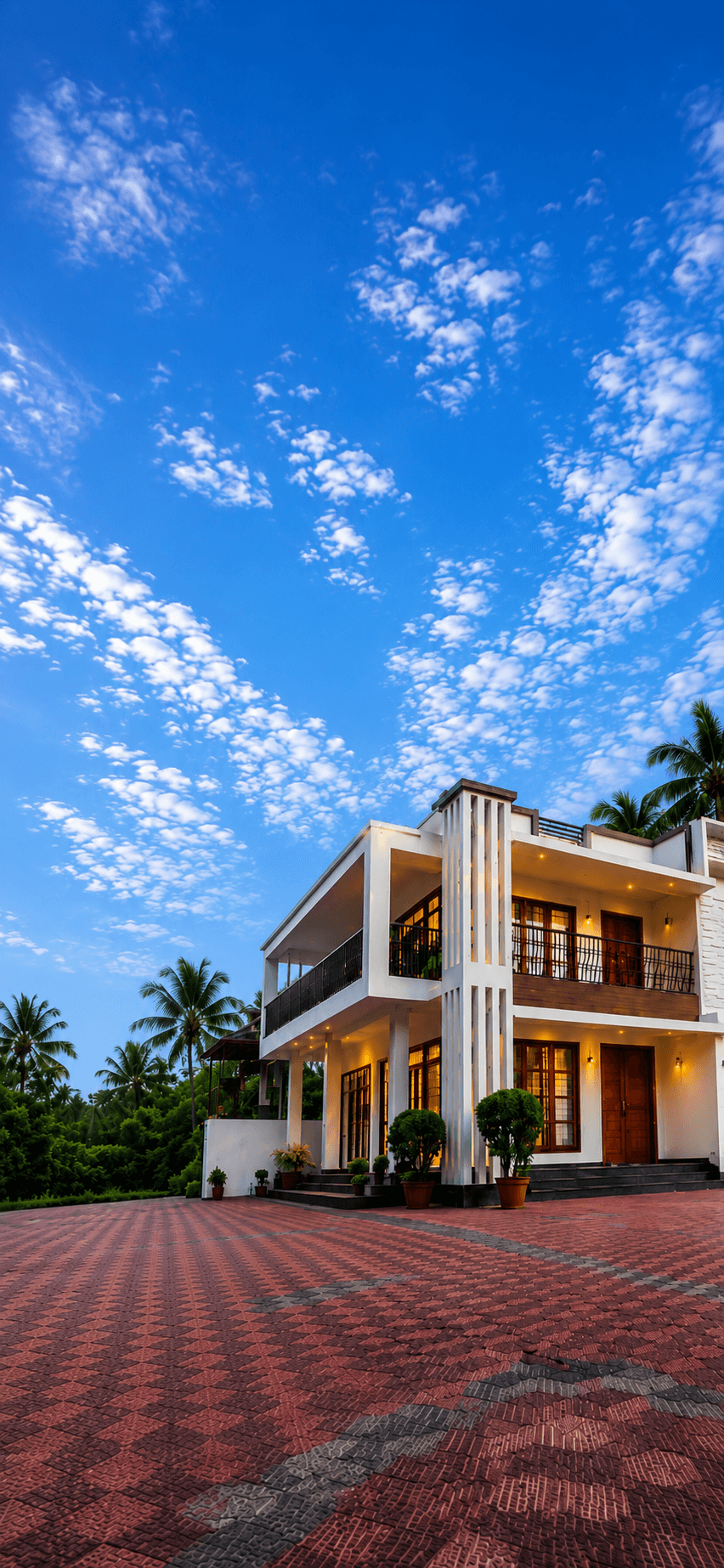 Luxury private villa Villa Lemon surrounded by tropical nature greenery at twilight