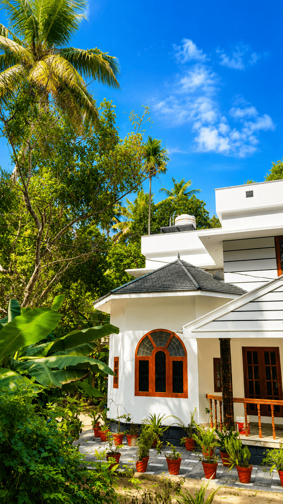 Luxury private villa Villa Lemon surrounded by tropical nature greenery at twilight